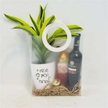 שקית "עכשיו הזמן לפרוח" שוקולד ויין